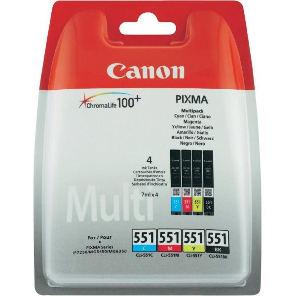 canon cli551 tinta pack bk c m y