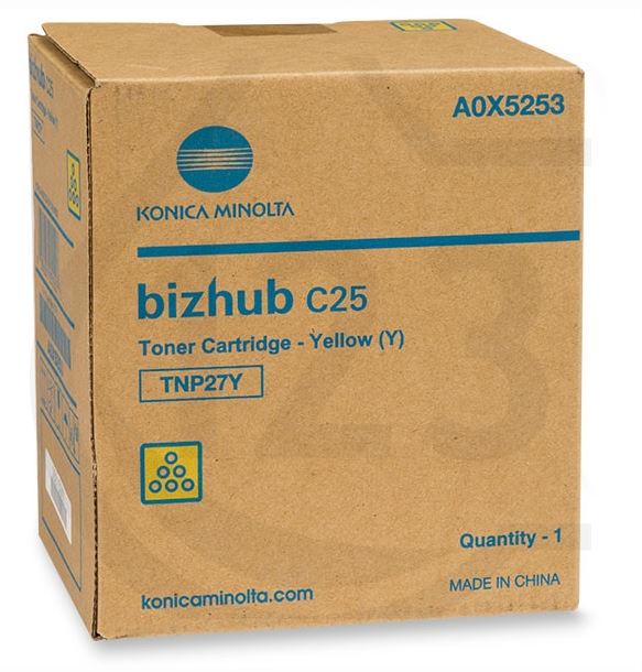 konica a0x5253 toner amarillo original para konica minolta bizhub c25 tnp27y