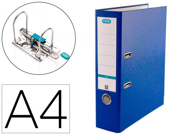 archivador de palanca elba top carton compacto polipropileno con rado din a4 lomo de 80 mm azul