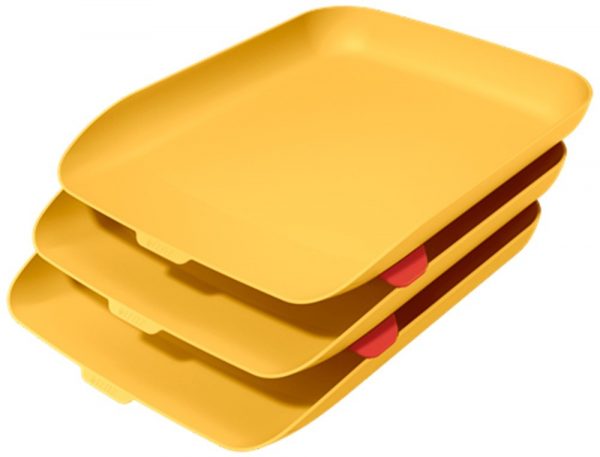 bandeja sobremesa plastico leitz cosy set de 3 unidades amarillo 274x120x456 mm