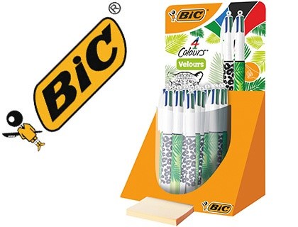 boligrafo bic 4 colores velours expositor de 30 unidades surtidas 230x125x149 mm