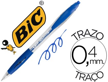 boligrafo bic atlantis azul retractil tinta aceite punta de 1 mm