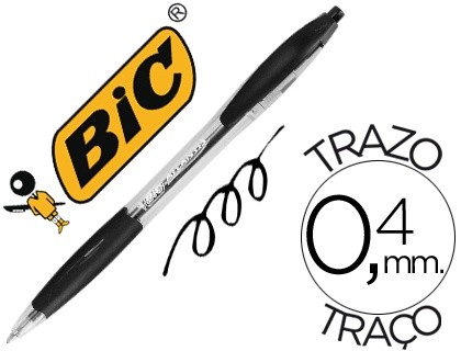 boligrafo bic atlantis negro retractil tinta aceite punta de 1 mm