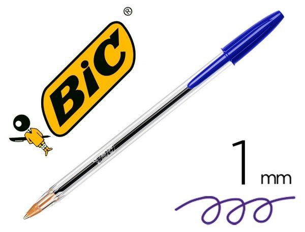 boligrafo bic cristal azul blister de 5 unidades