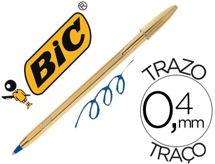 boligrafo bic cristal celebration oro tinta azul unidad