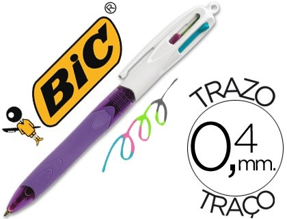 boligrafo bic cuatro colores con grip colores pastel punta 1 mm