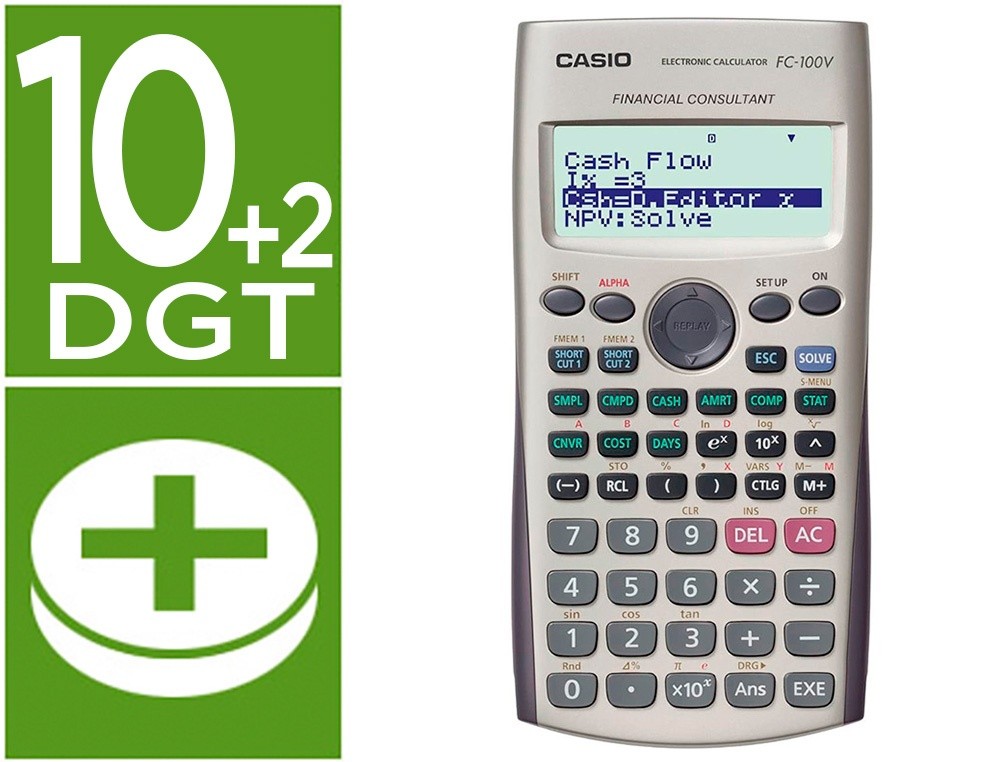 calculadora casio fc 100v financiera 4 lineas 102 digitos almacenamiento flash calculo de ganancias con tapa