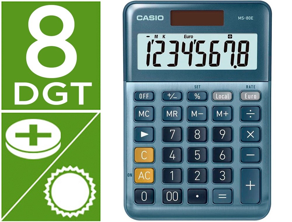 calculadora casio ms 80e sobremesa 8 digitos tx tecla doble cero color azul