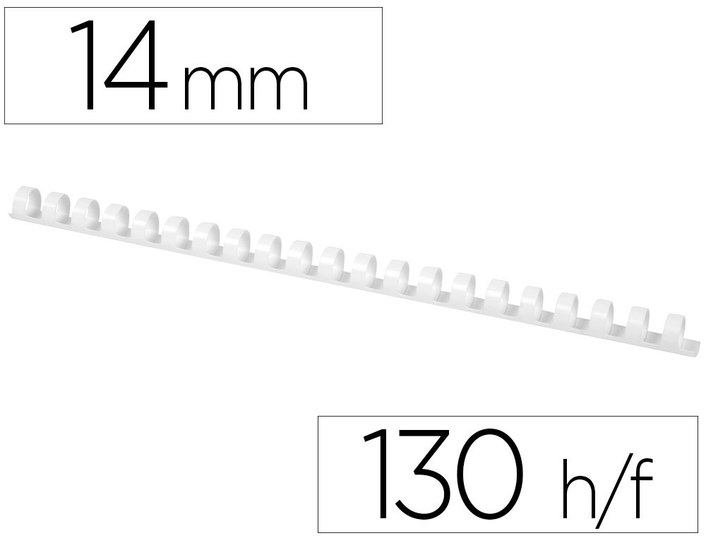 canutillo q connect redondo 14 mm plastico blanco capacidad 130 hojas caja de 100 unidades