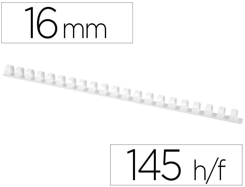 canutillo q connect redondo 16 mm plastico blanco capacidad 145 hojas caja de 50 unidades