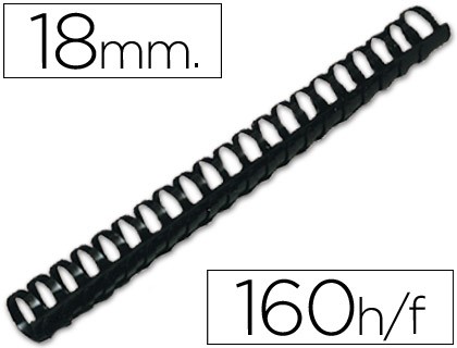 canutillo q connect redondo 18 mm plastico negro capacidad 160 hojas caja de 50 unidades