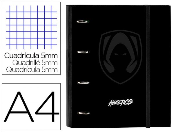 carpeta con recambio safta din a4 tapa forrada 100 h 60 gr cuadro 5 mm team heretics 270x35x320 mm