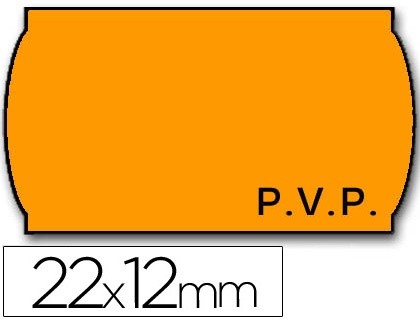 etiquetas meto onduladas 22 x 12 mm pvp naranja fluor removible rollo 1500 etiquetas