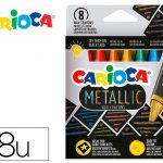 lapices de cera carioca metallic triangular caja de 8 colores surtidos