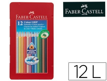 lapices de colores faber castell acuarelable colour grip triangular caja metalica de 12 colores surtidos