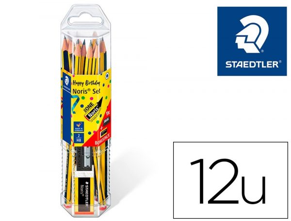 lapices de grafito staedtler noris n 2 hb blister promocional 120 aniversario de12 uds afilalapiz goma