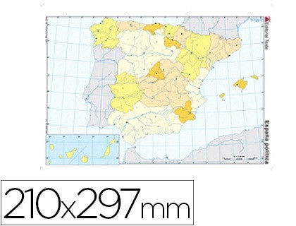 mapa mudo color din a4 espana politico pack indivisible 100 uds