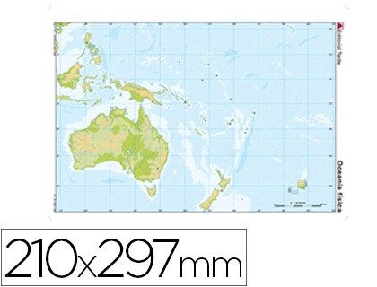 mapa mudo color din a4 oceania fisico pack indivisible 100 uds