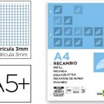 recambio liderpapel cuarto 100 hojas 60g m2 cuadro 3mm con m argen 6 taladros