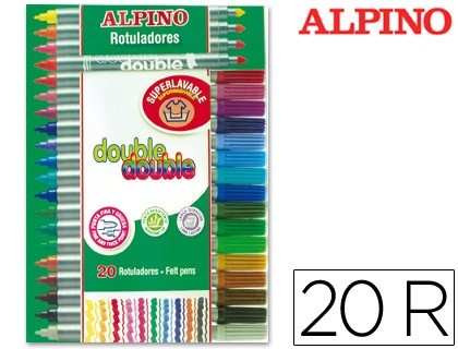 rotulador alpino double double punta gruesa y punta fina caja de 204 colores surtidos