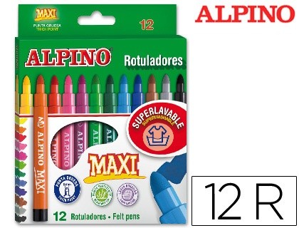 rotulador alpino maxi caja de 12 colores surtidos