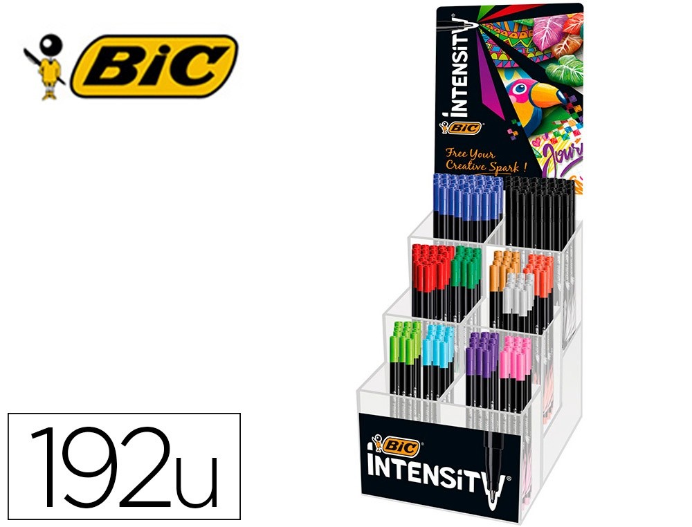 rotulador bic intensity fine punta de fibra 0 4 mm expositor 192 unidades colores surtidos 160x130x345 mm