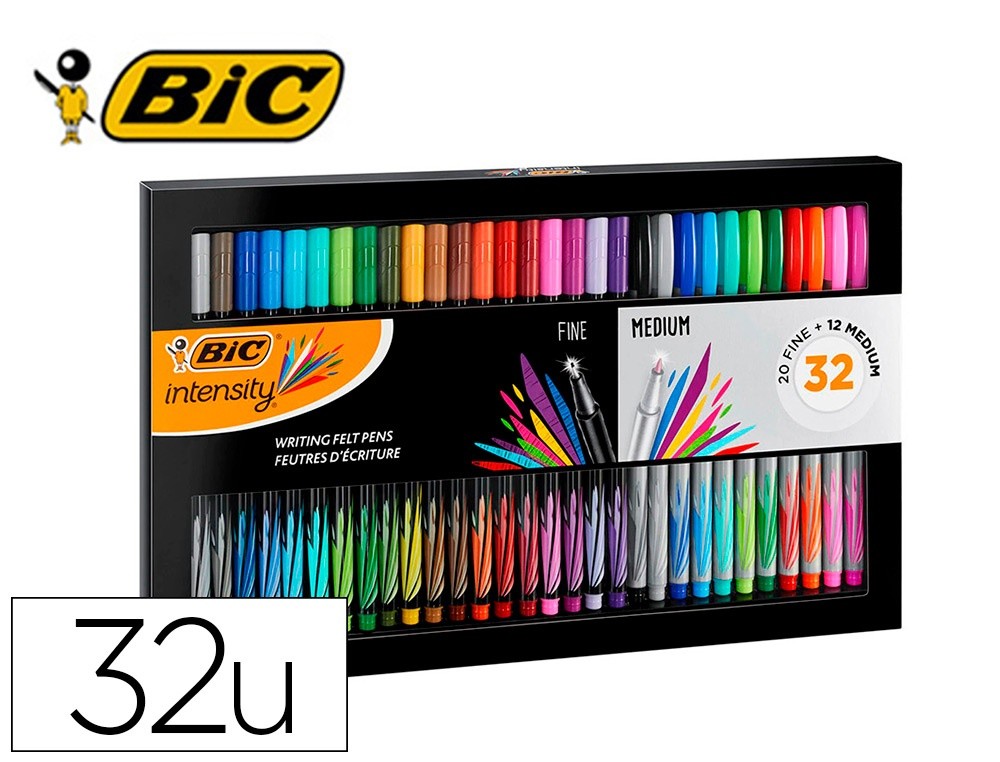 rotulador bic intesity collection estuche de 32 unidades colores surtidos