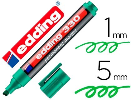 rotulador edding marcador permanente 330 verde punta biselada 1 5 mm recargable