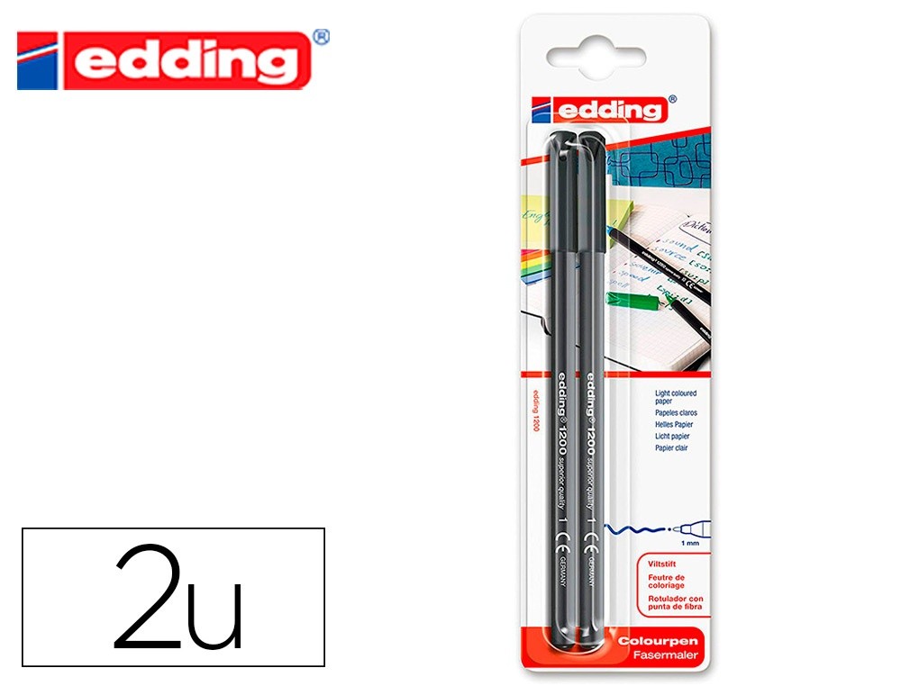 rotulador edding punta fibra 1200 negro n 1 punta redonda 0 5 mm blister de 2 unidades