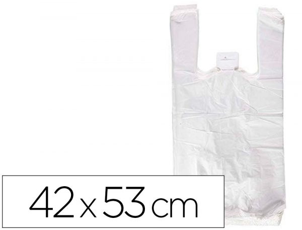 bolsa camiseta reciclada 70 blanca 50 mc 42x53 cm apta legislacion de bolsas 2021 pack indivisible 120 uds