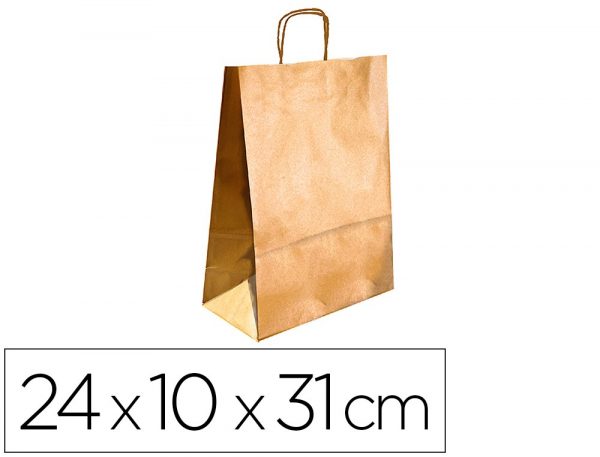 bolsa kraft q connect oro asa retorcida 240x100x310 mm pack indivisible 25 uds